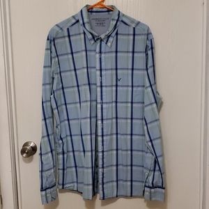 Men's American Eagle Button Down Plaid Shirt - EUC